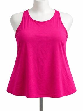 Lands’ End 20W Swim Tankini Top Pink Scoop Neck Flowy Plus Size